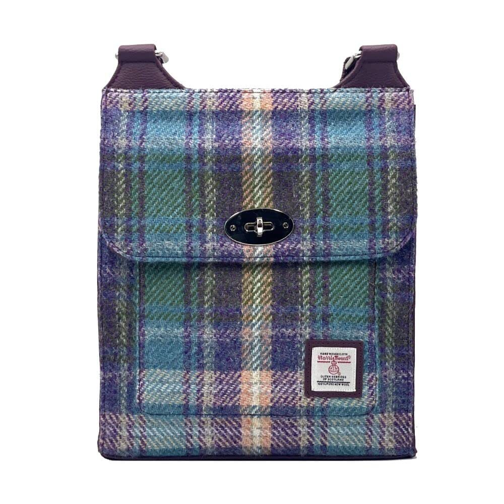 1245 Satchel Bag With Adjustable Cross Body Strap, 100% Harris Tweed &